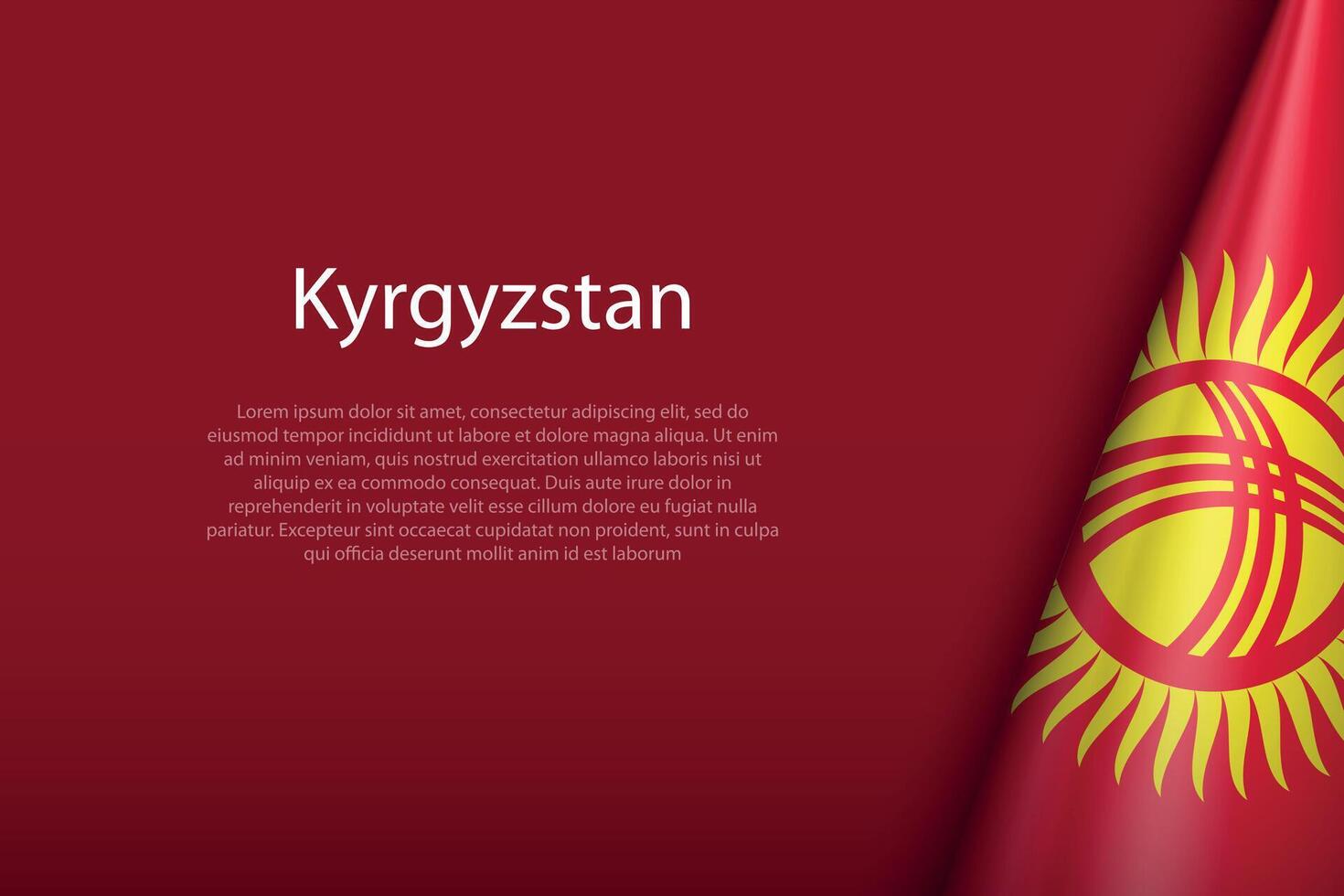 kyrgyzstan nationell flagga isolerat på bakgrund med copy vektor