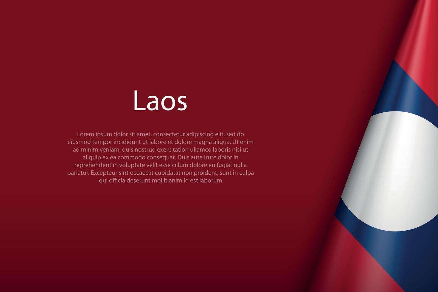 Laos National Flagge isoliert auf Hintergrund mit Copyspace vektor