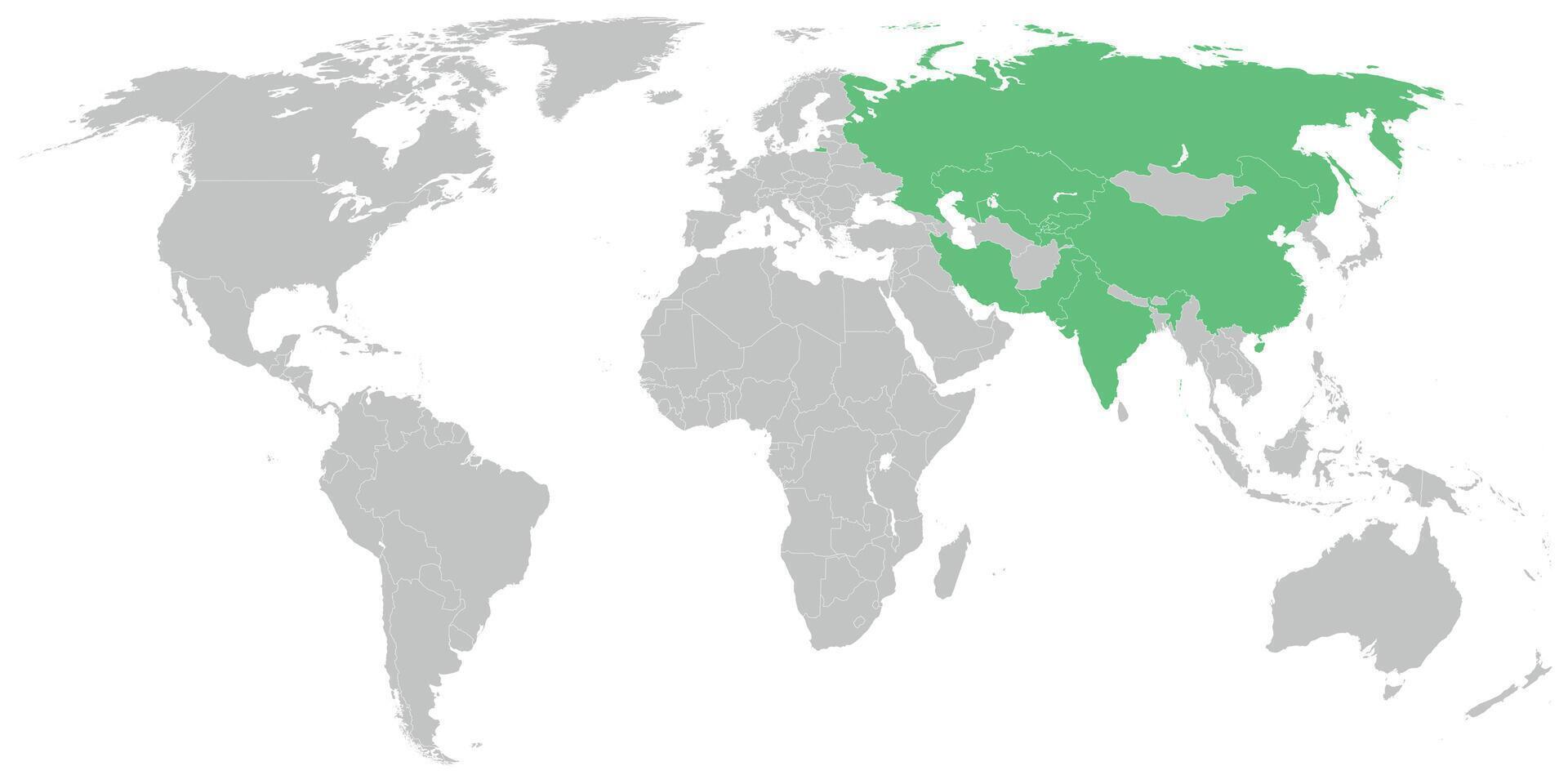 Shanghai Zusammenarbeit Organisation Mitglied Zustände auf Karte von das Welt vektor