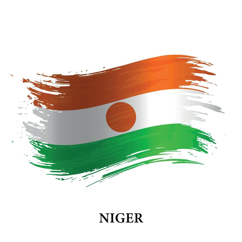 Grunge Flagge von Niger, Bürste Schlaganfall Vektor