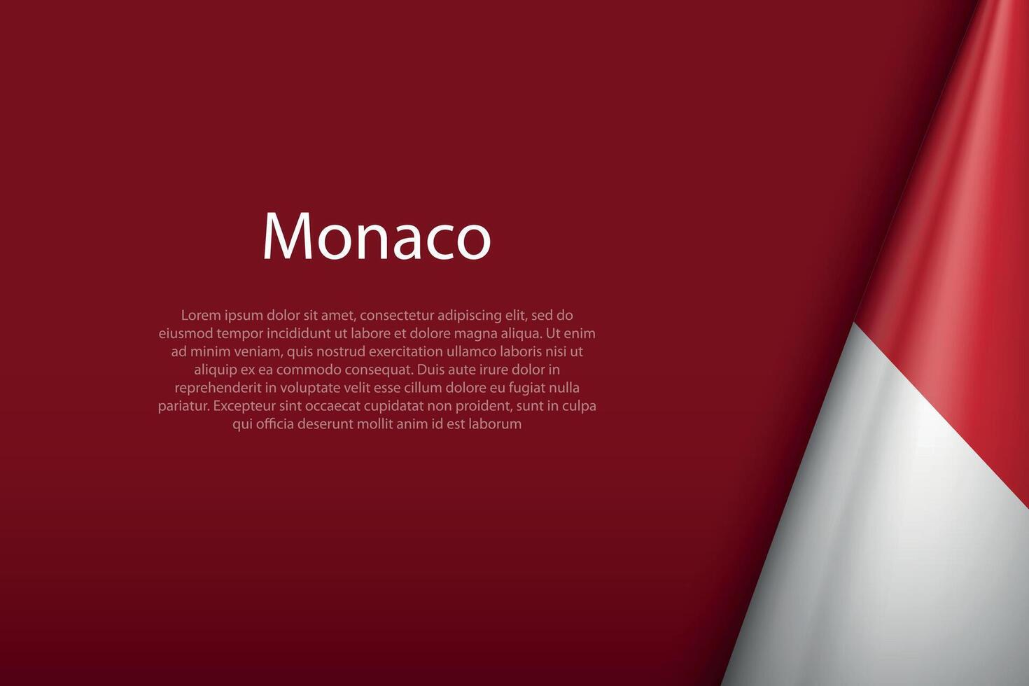 Monaco nationell flagga isolerat på bakgrund med copy vektor