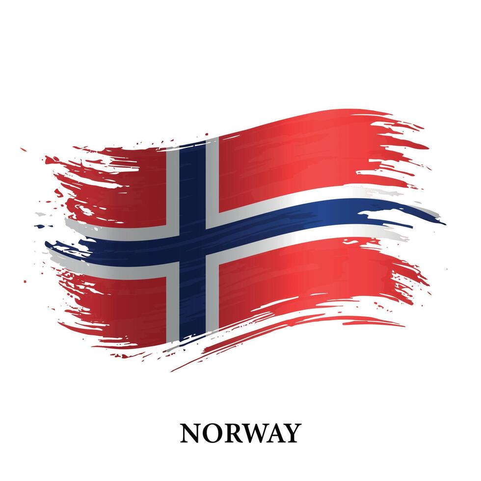 grunge flagga av norge, borsta stroke vektor