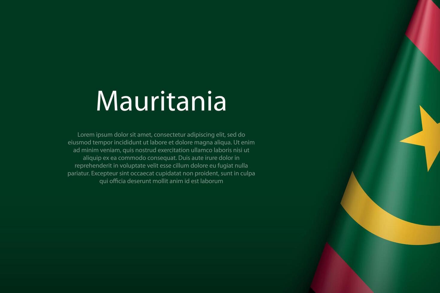 mauretanien nationell flagga isolerat på bakgrund med copy vektor