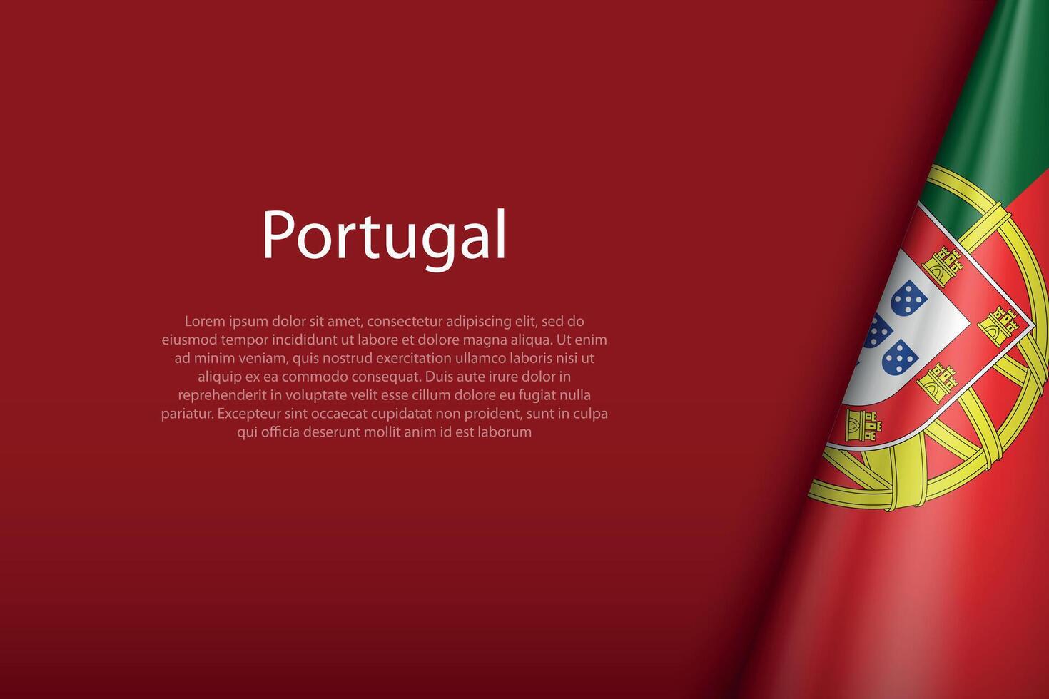 Portugal National Flagge isoliert auf Hintergrund mit Copyspace vektor