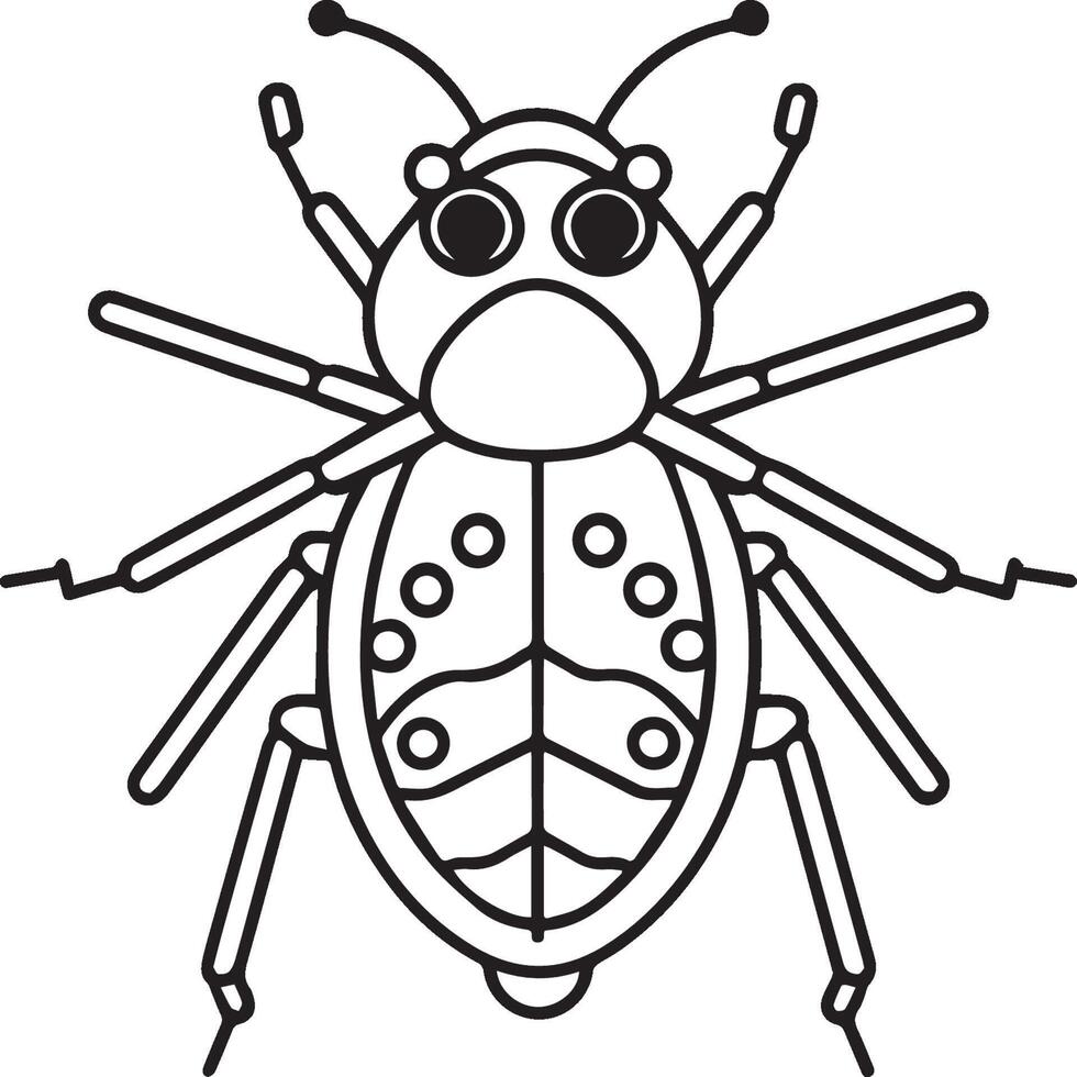 Insekten Färbung Seiten zum Färbung Buch. Insekten Gliederung Vektor. vektor