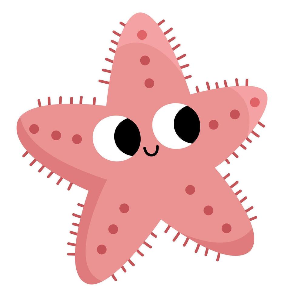 Vektor Seestern Symbol. unter das Meer Illustration mit süß komisch Star Fisch. Ozean Tier Clip Art. Karikatur unter Wasser oder Marine Clip Kunst zum Kinder isoliert auf Weiß Hintergrund