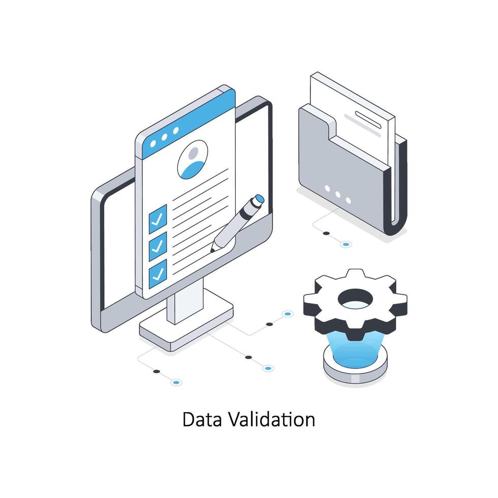 data godkännande isometrisk stock illustration. eps fil stock illustration. vektor