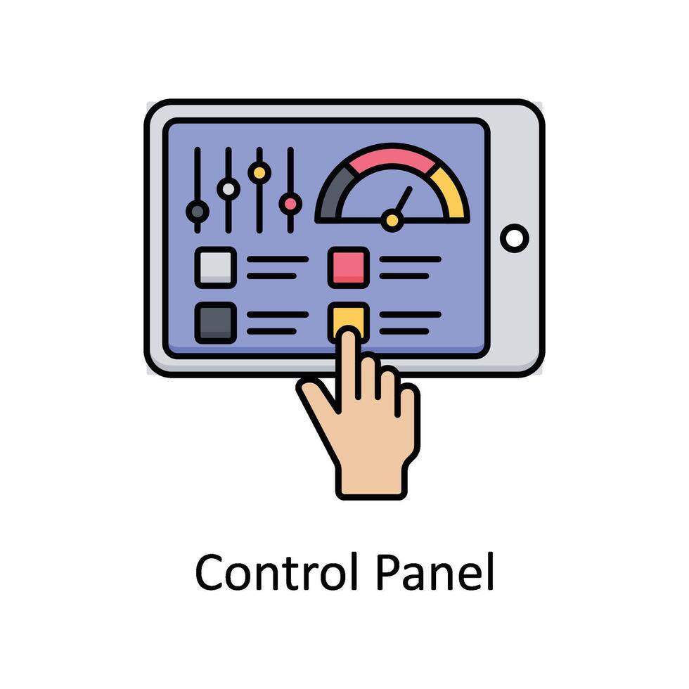 kontrollera panel vektor fylld översikt ikon design illustration. tillverkning enheter symbol på vit bakgrund eps 10 fil