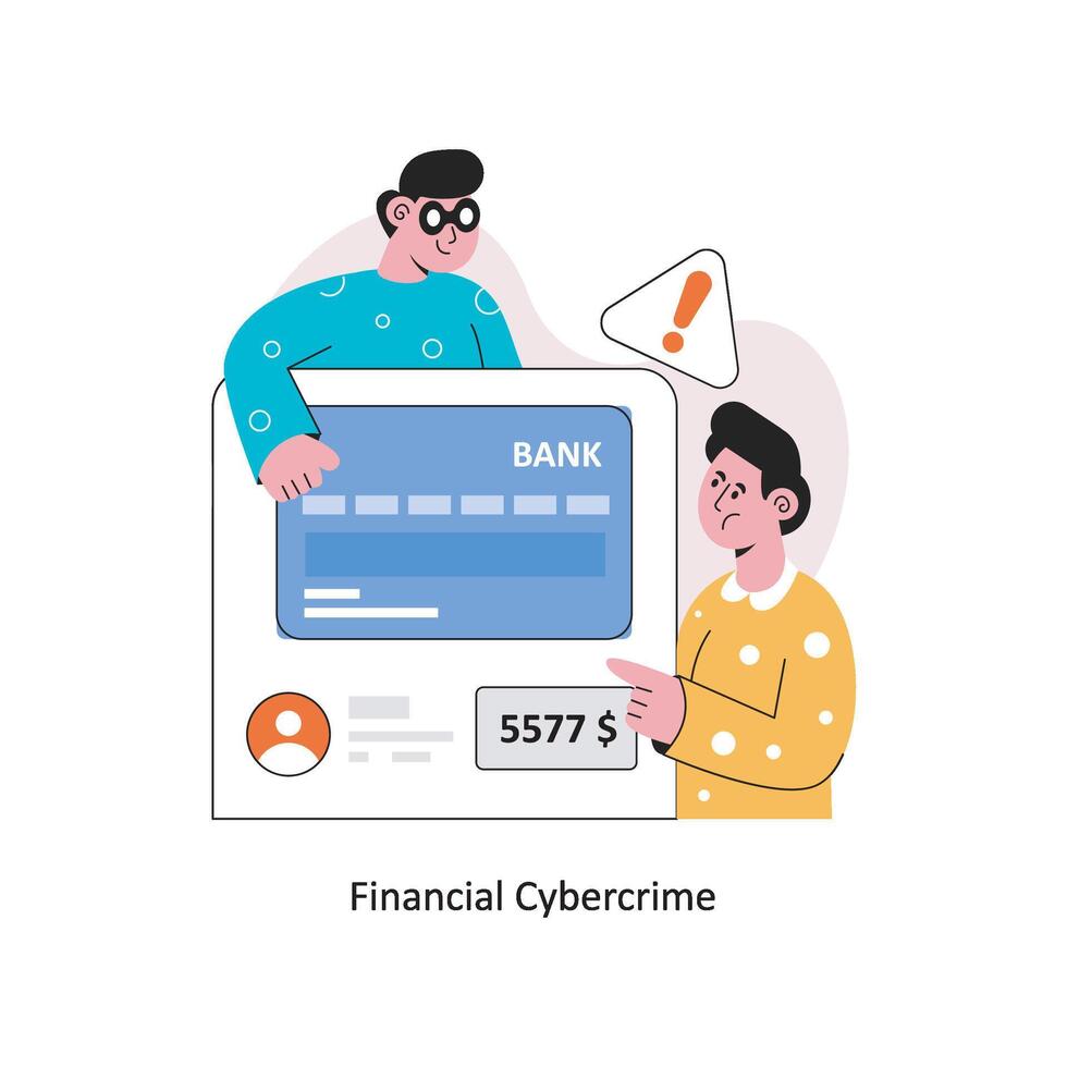 finansiell Cyber brott platt stil design vektor illustration. stock illustration