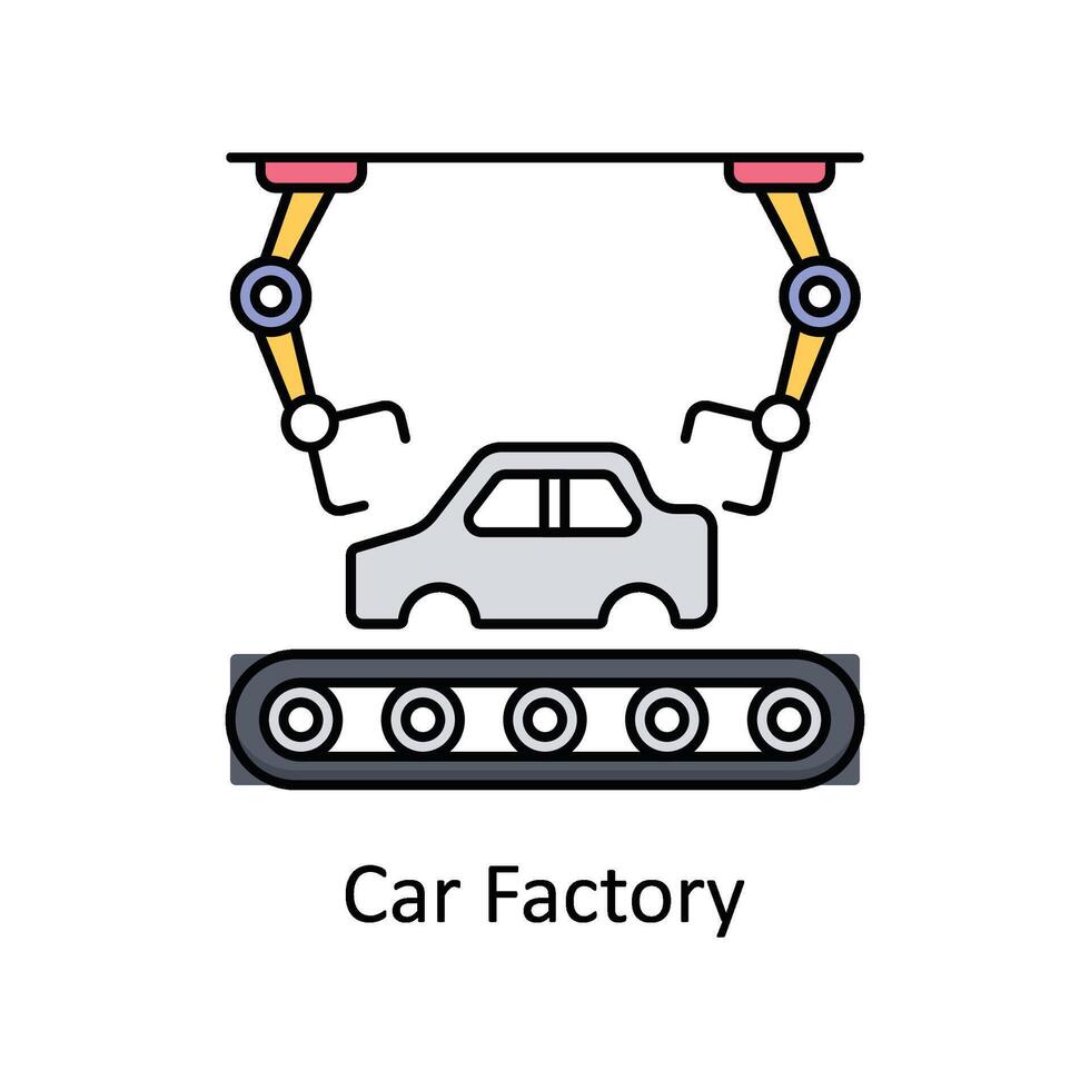 Auto Fabrik Vektor gefüllt Gliederung Symbol Design Illustration. Herstellung Einheiten Symbol auf Weiß Hintergrund eps 10 Datei