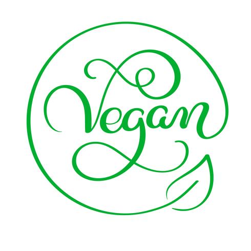 Vektor illustration av Vegan kalligrafi bokstäver text text. matkonceptdesign. Handskriven bokstäver för restaurang, kafémeny. Element för etiketter, logotyper, märken, klistermärken