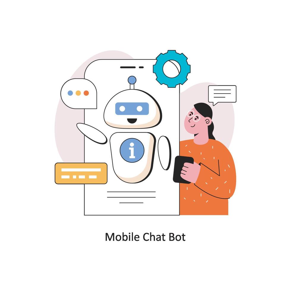 mobil chatt bot platt stil design vektor illustration. stock illustration