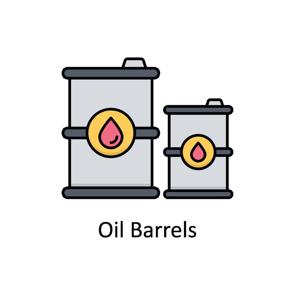 Öl Fässer Vektor gefüllt Gliederung Symbol Design Illustration. Herstellung Einheiten Symbol auf Weiß Hintergrund eps 10 Datei