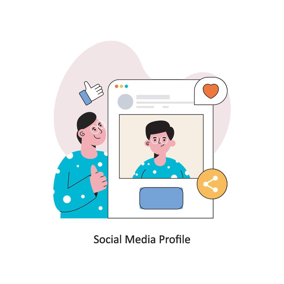 social media profil platt stil design vektor illustration. stock illustration