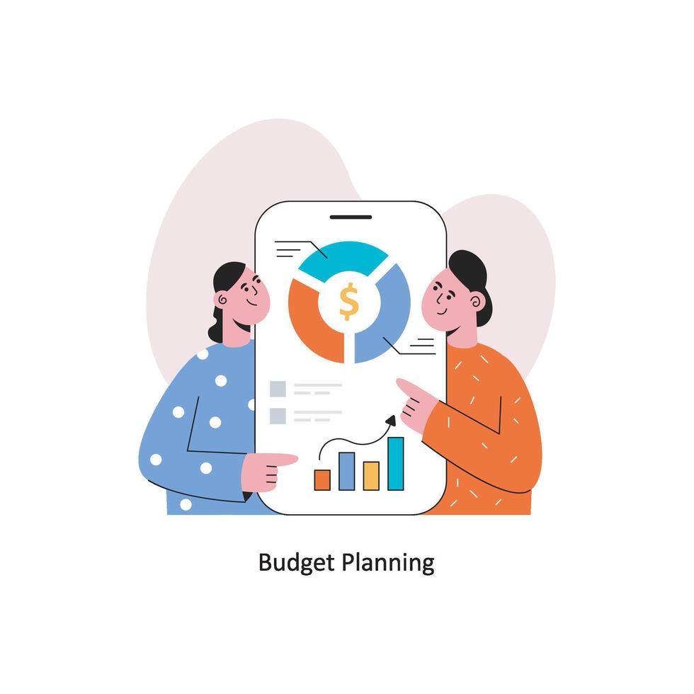 Budget Planung eben Stil Design Vektor Illustration. Lager Illustration