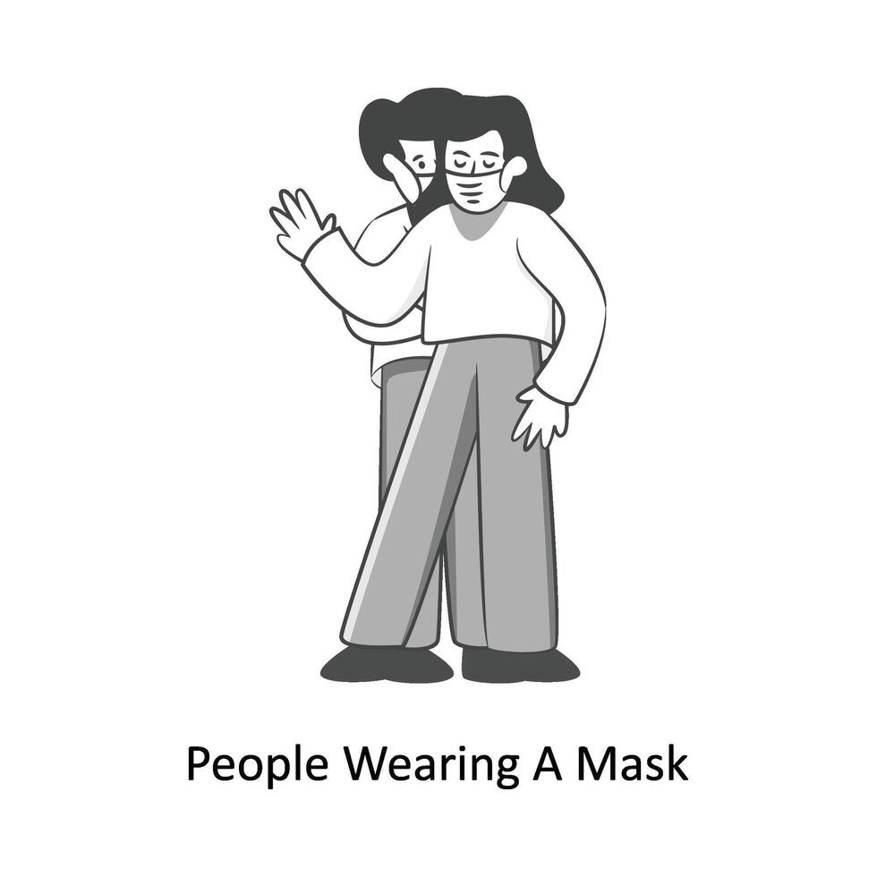 människor bär en mask platt stil design vektor illustration. stock illustration