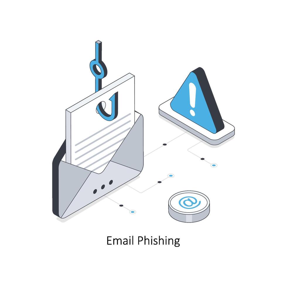 Email Phishing isometrisch Lager Illustration. eps Datei Lager Illustration. vektor