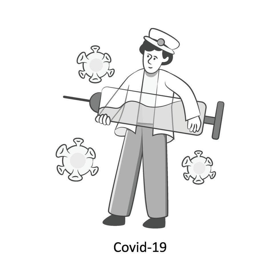 covid-19 platt stil design vektor illustration. stock illustration
