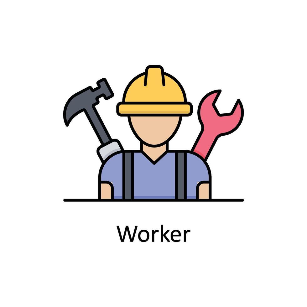 Arbeiter Vektor gefüllt Gliederung Symbol Design Illustration. Herstellung Einheiten Symbol auf Weiß Hintergrund eps 10 Datei