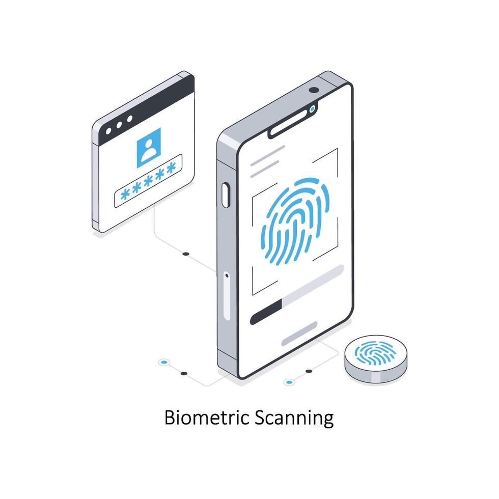 biometrisk läser in isometrisk stock illustration. eps fil stock illustration. vektor