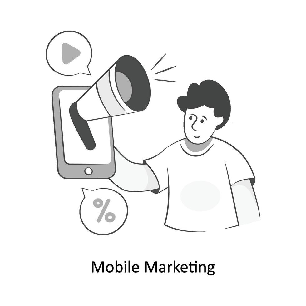 Handy, Mobiltelefon Marketing eben Stil Design Vektor Illustration. Lager Illustration