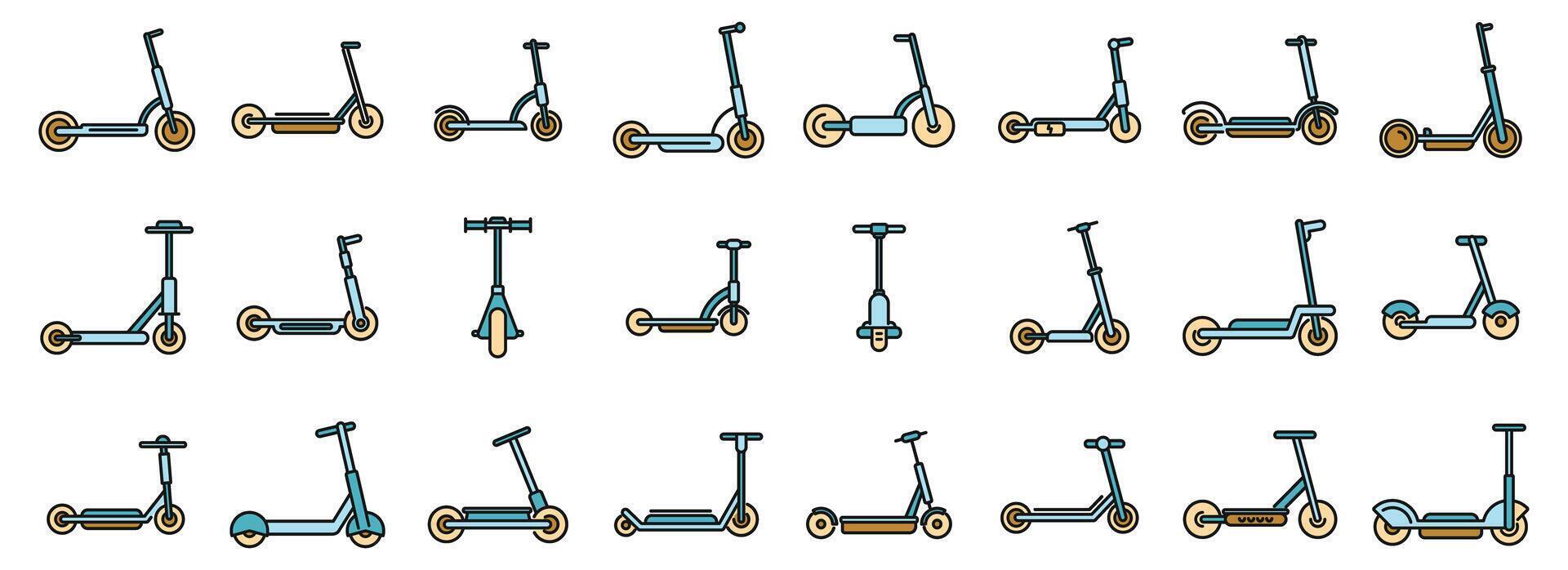 elektrisk skoter ikoner uppsättning vektor Färg