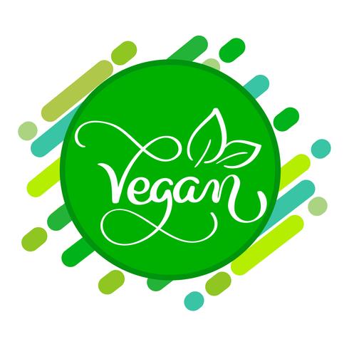 Vegan logo koncept. Vektor tecken. Handskriven bokstäver för restaurangkafé