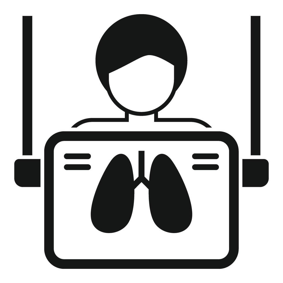 Lunge Untersuchung Person Symbol einfach Vektor. Krankenhaus Klient vektor