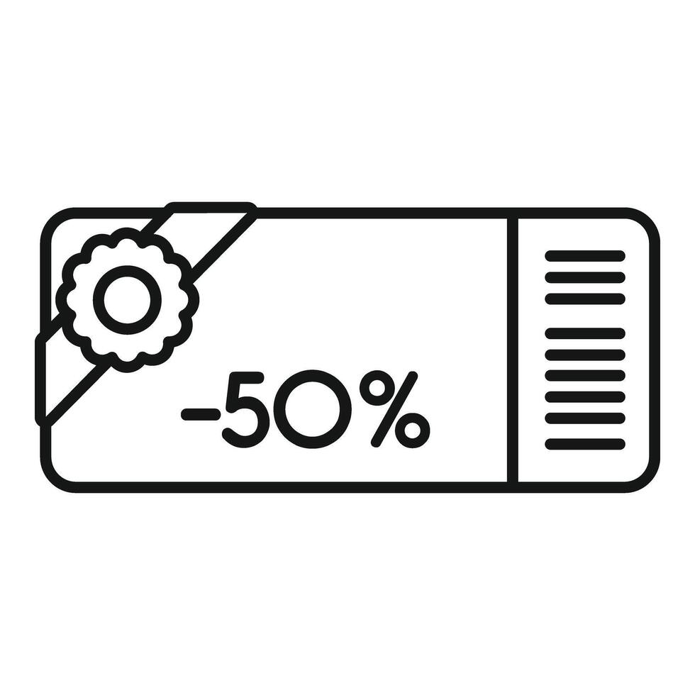 50 Prozent Coupon Symbol Gliederung Vektor. Bewertung Urlaub vektor