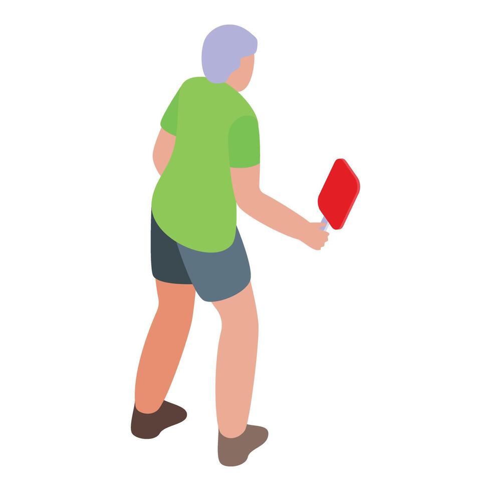 Senior Pickleball Spieler Symbol isometrisch Vektor. Fitness Sport vektor