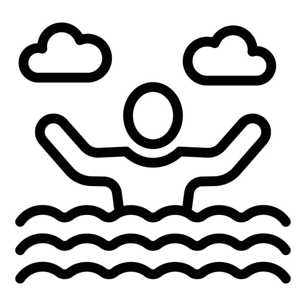 Schwimmer im gefährlich Symbol Gliederung Vektor. Haie Angriff vektor