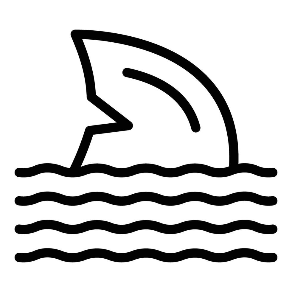 Haie in der Nähe Symbol Gliederung Vektor. Küste warnen vektor