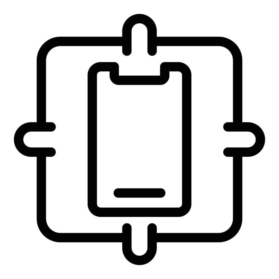 unzerbrechlich Telefon Glas Symbol Gliederung Vektor. abgeschirmt sichern Handy, Mobiltelefon Bildschirm vektor
