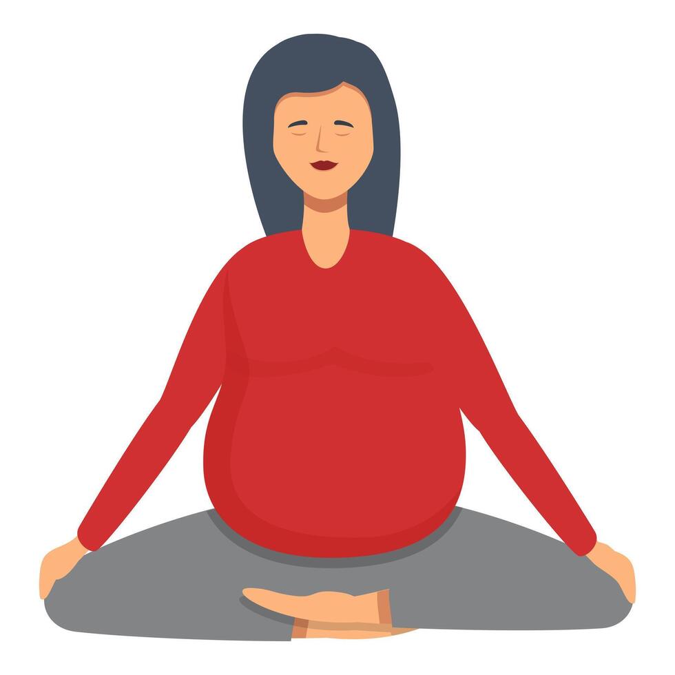 schwanger Frau im rot Kleider Symbol Karikatur Vektor. Yoga entspannen trainieren vektor