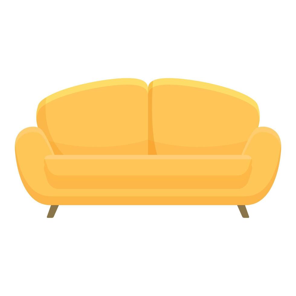 Gold Farbe Sofa Symbol Karikatur Vektor. Möbel Geschäft Verkauf vektor