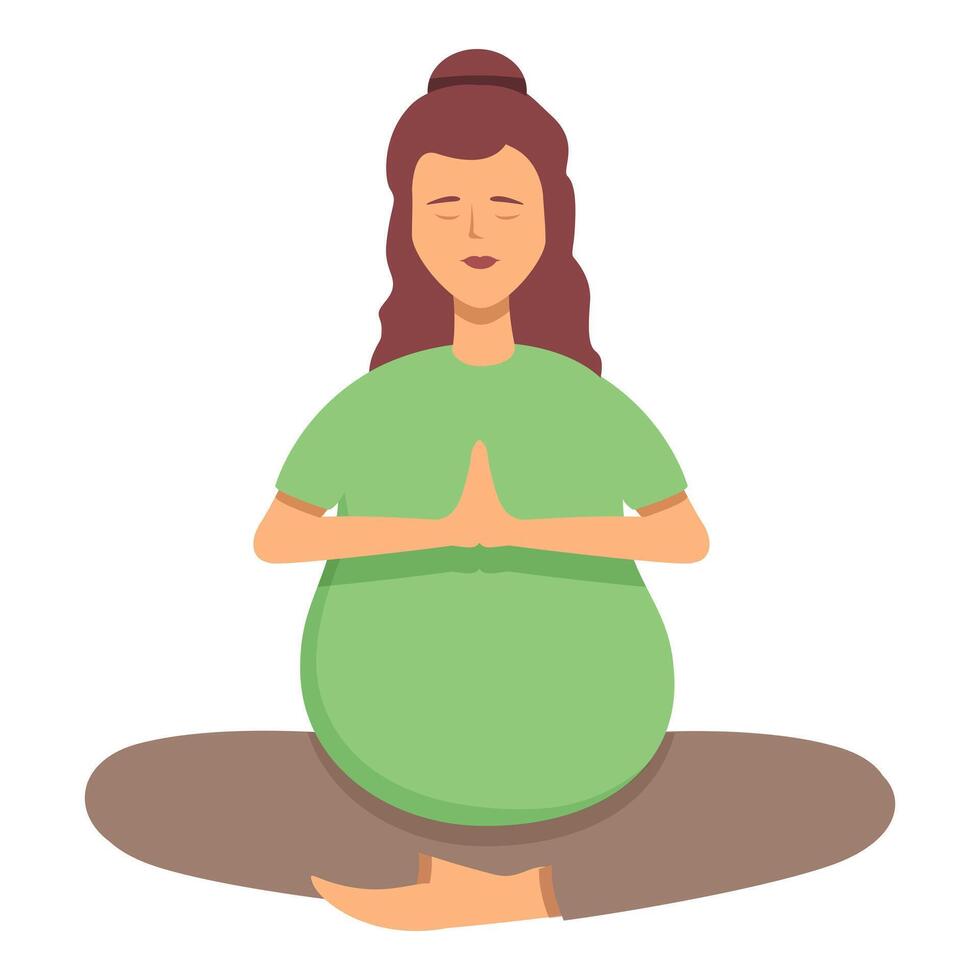kvinna gravid koppla av tid ikon tecknad serie vektor. yoga meditation grupp vektor