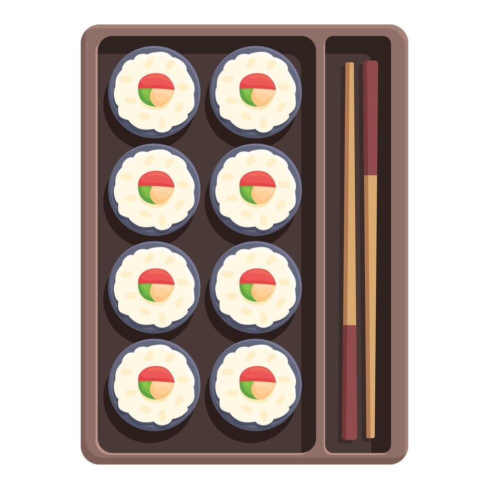 hölzern Box mit Sushi Symbol Karikatur Vektor. asiatisch Straße Essen vektor