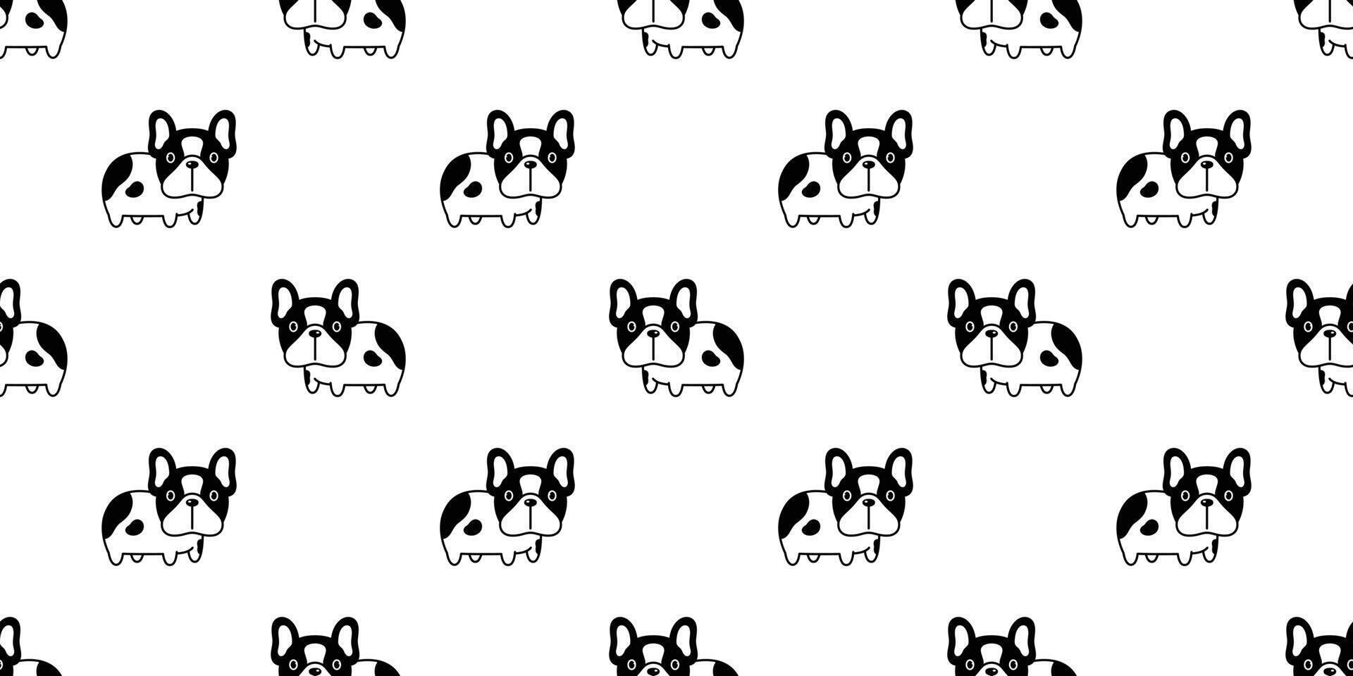 Hund nahtlos Muster Französisch Bulldogge Vektor wiederholen Hintergrund Schal isoliert Fliese Hintergrund Karikatur Hündchen Haustier Gekritzel Illustration Design
