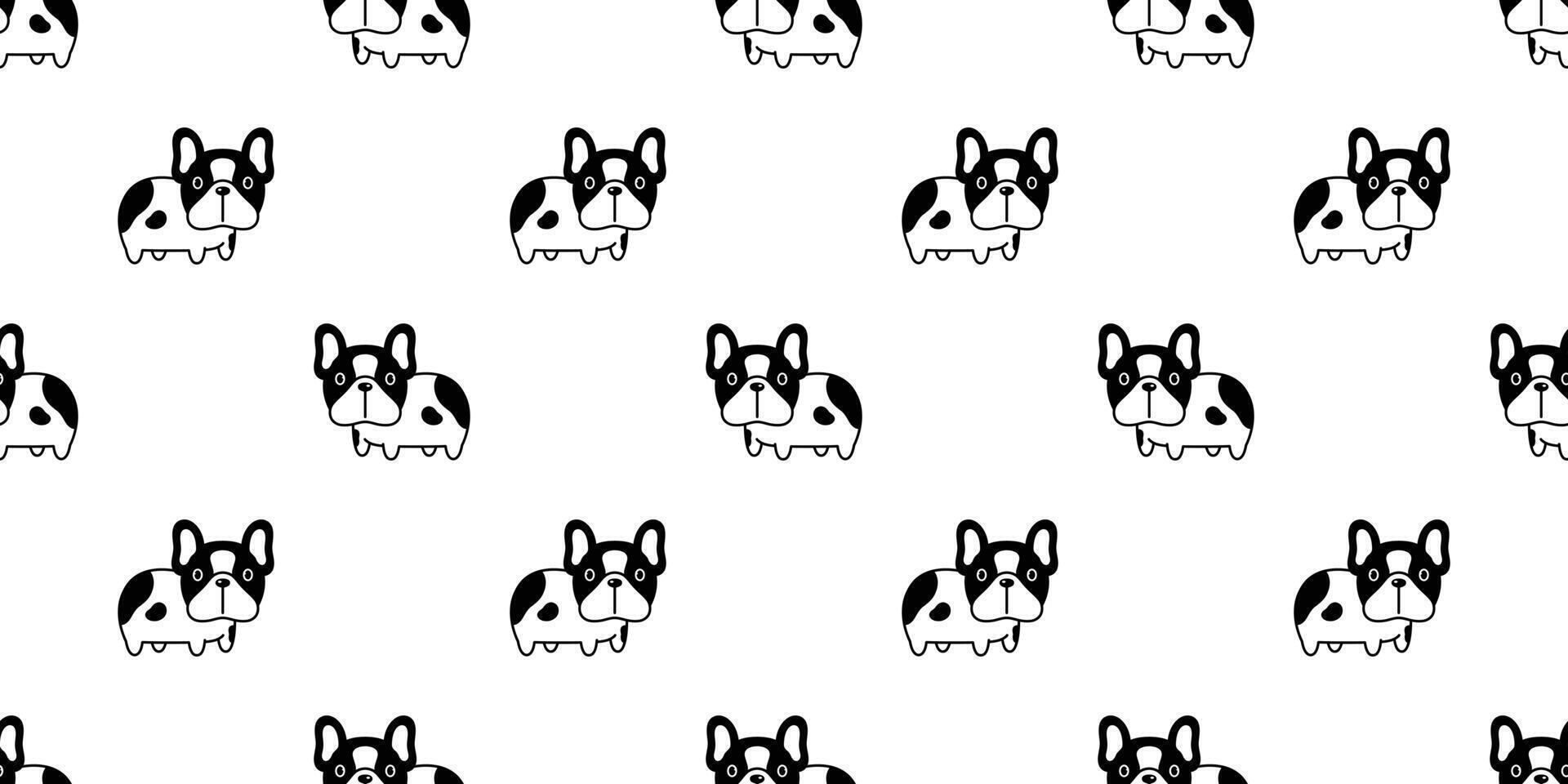 hund sömlös mönster franska bulldogg vektor upprepa tapet scarf isolerat bricka bakgrund tecknad serie valp sällskapsdjur klotter illustration design