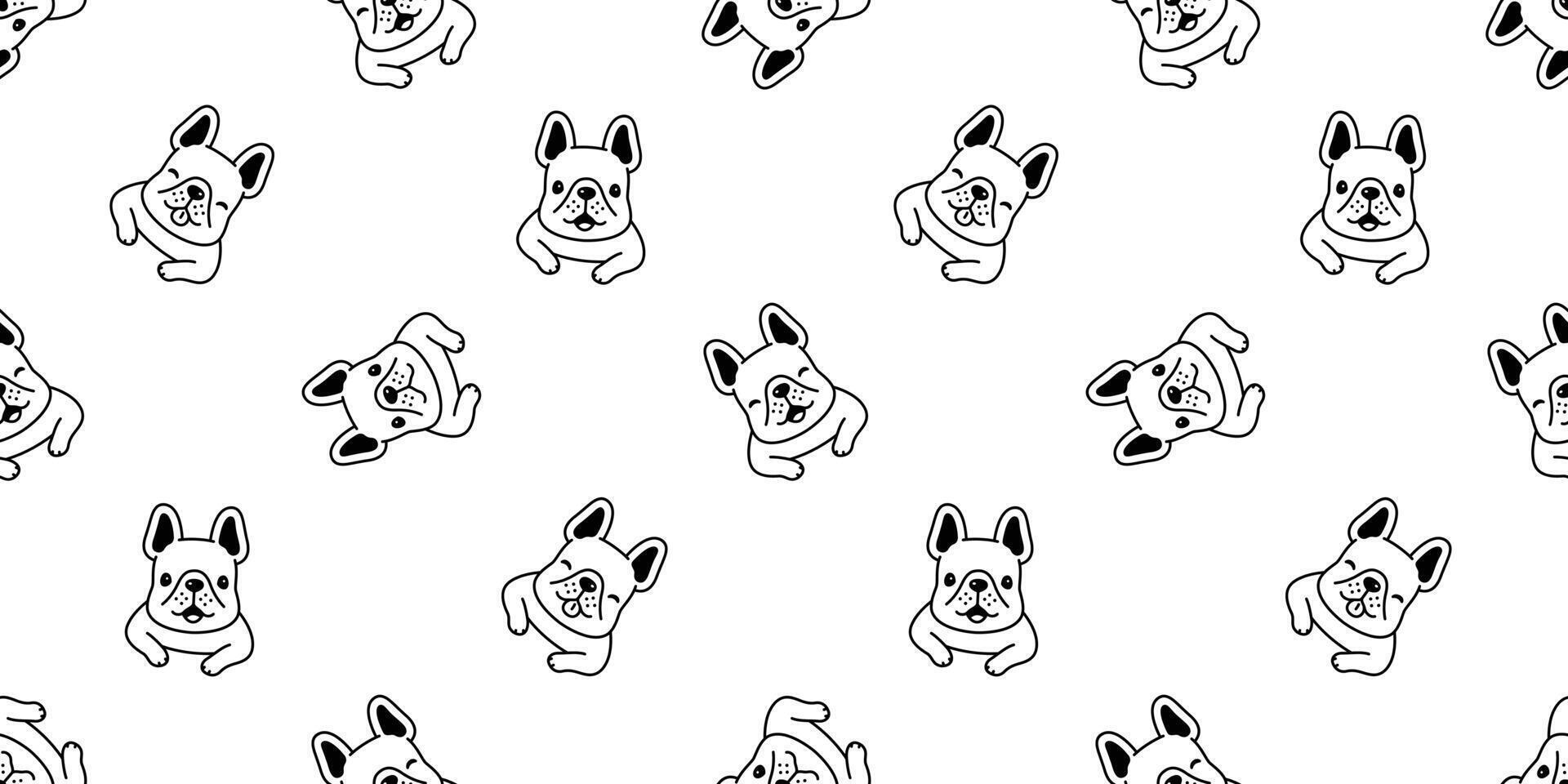 hund sömlös mönster franska bulldogg valp sällskapsdjur ben vektor upprepa tapet scarf isolerat bricka bakgrund tecknad serie djur- klotter illustration design