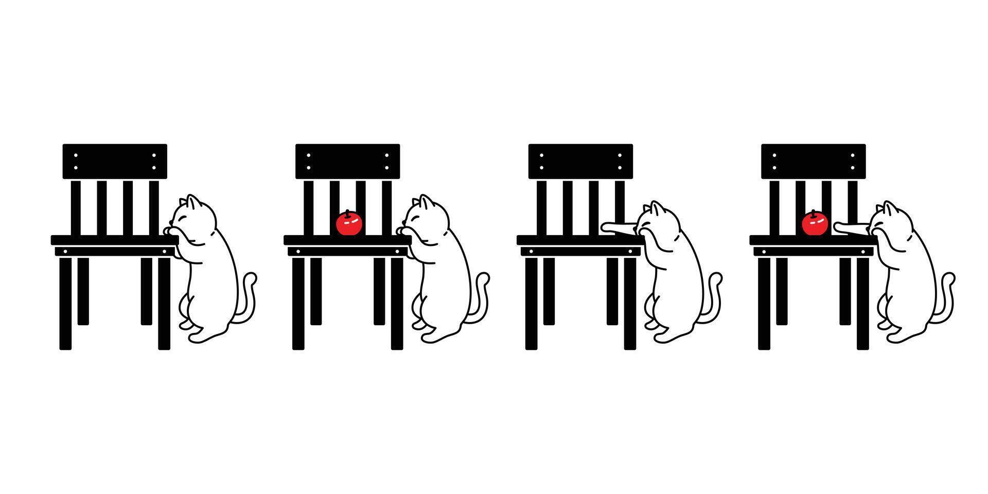 katt vektor ikon kattunge äpple stol frukt kalikå sällskapsdjur ras logotyp symbol karaktär tecknad serie klotter illustration design