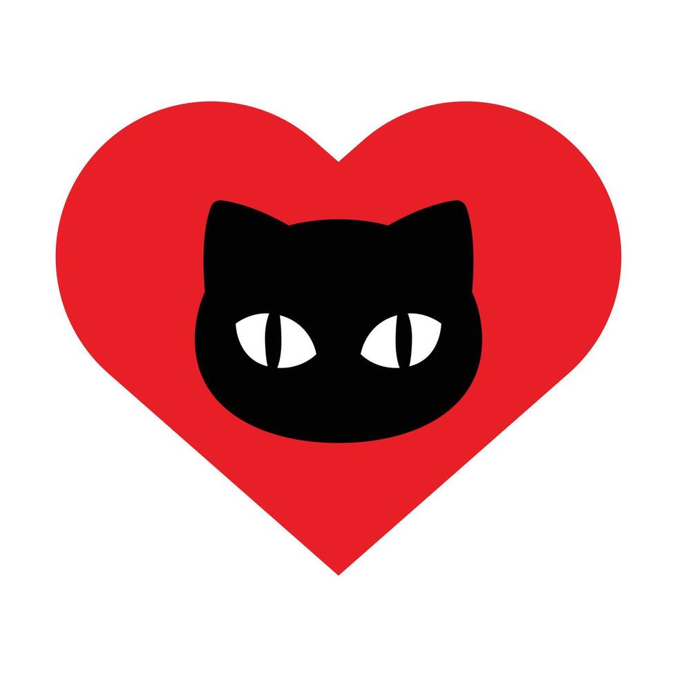 Katze Vektor Kätzchen Herz Symbol Valentinstag Kattun Logo Symbol Karikatur Charakter Zeichen Illustration Gekritzel Design