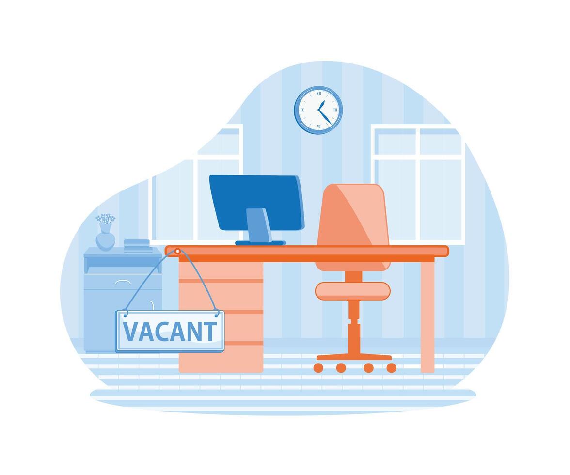 vakant Job Position. Arbeitsplatz, Arbeitsplatz mit Nein Personen. Mitarbeiter suchen. Job Gelegenheit, Beschäftigung Möglichkeit Konzept. eben Vektor modern Illustration