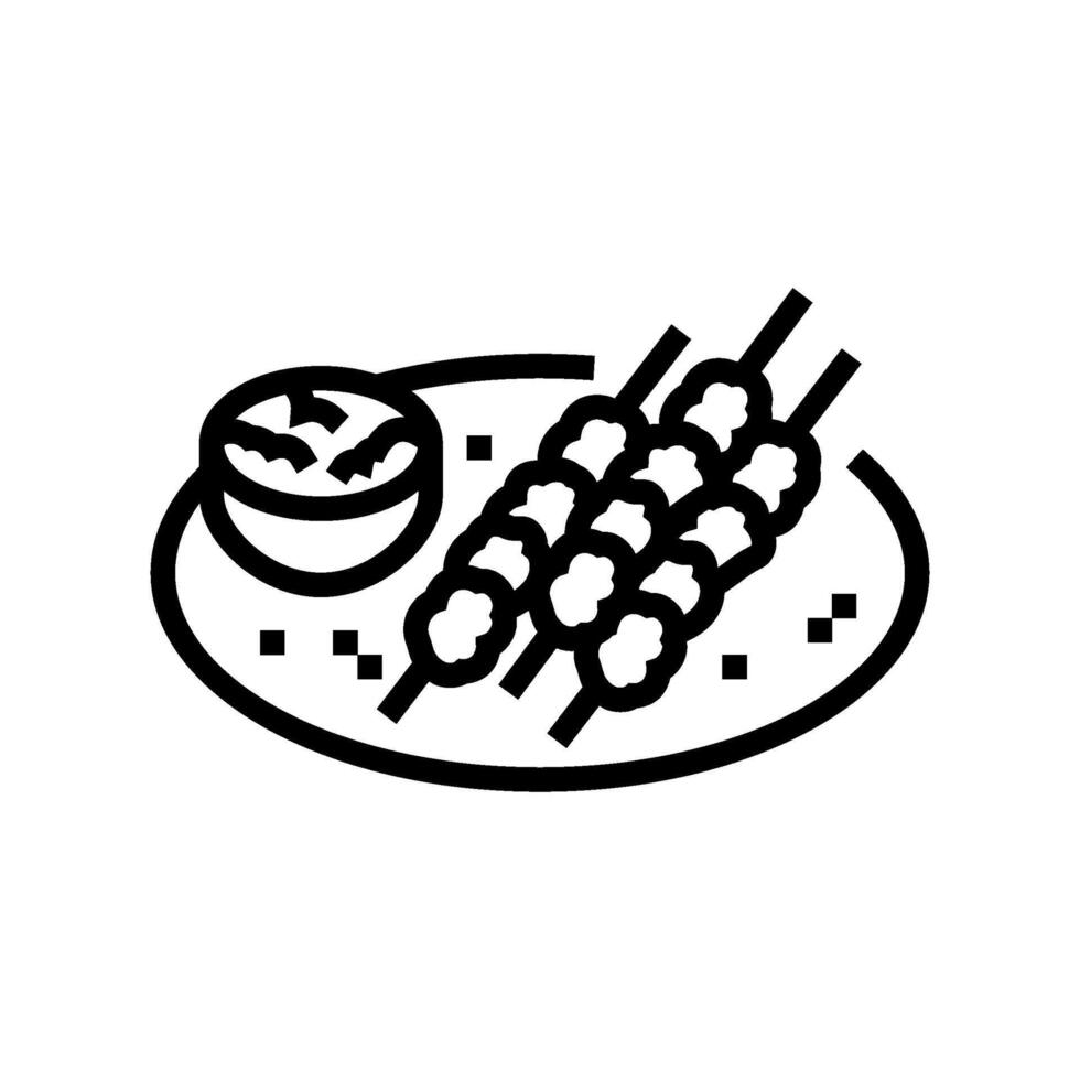 satay grillspett thai kök linje ikon vektor illustration