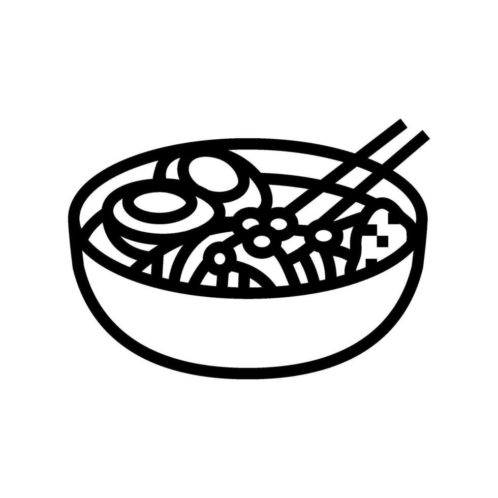 ramyeon Nudeln Koreanisch Küche Linie Symbol Vektor Illustration