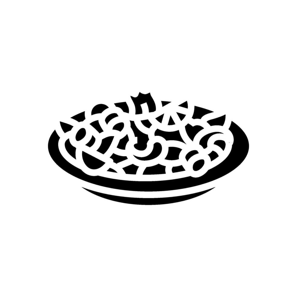 Tintenfisch Salat Meer Küche Glyphe Symbol Vektor Illustration