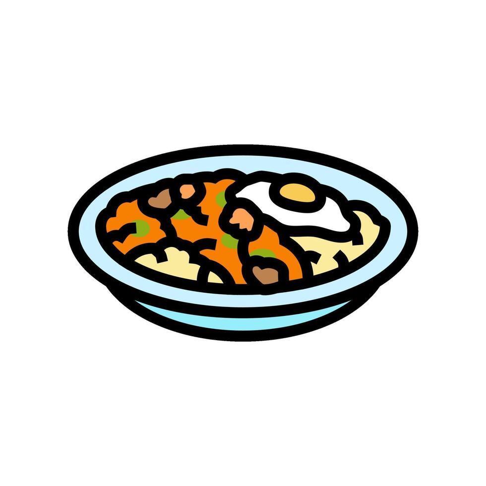 thai basilika kyckling kök Färg ikon vektor illustration