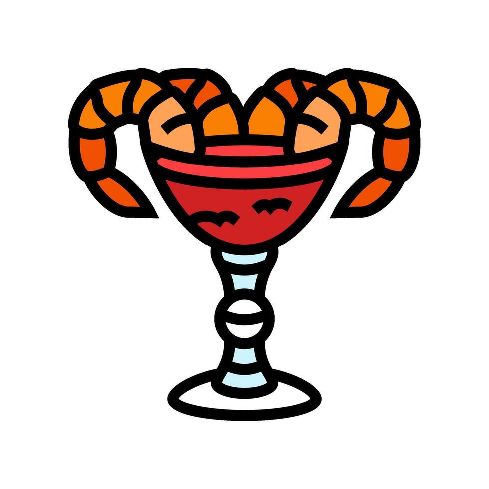räka cocktail hav kök Färg ikon vektor illustration
