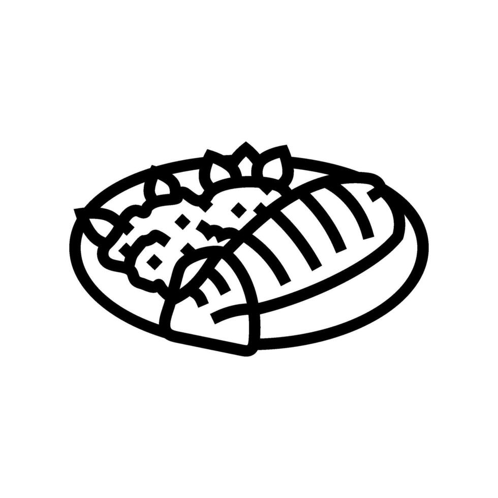 grillad bläckfisk hav kök linje ikon vektor illustration
