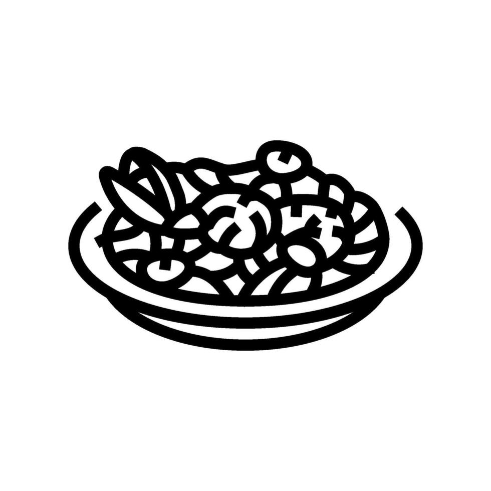 Meeresfrüchte Pasta Meer Küche Linie Symbol Vektor Illustration